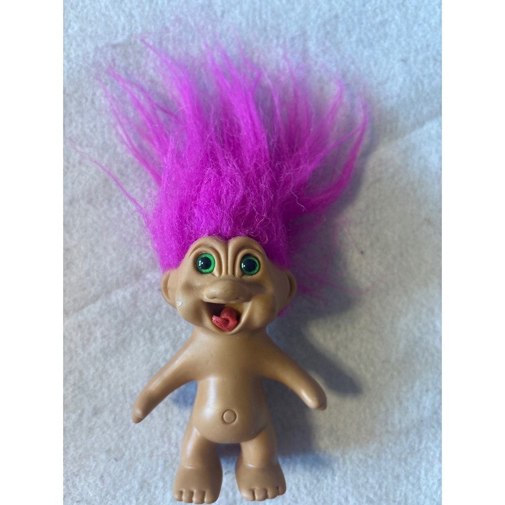 1991 TNT Troll Doll Bright Pink Hair‎ Green Eyes Collectible Toy